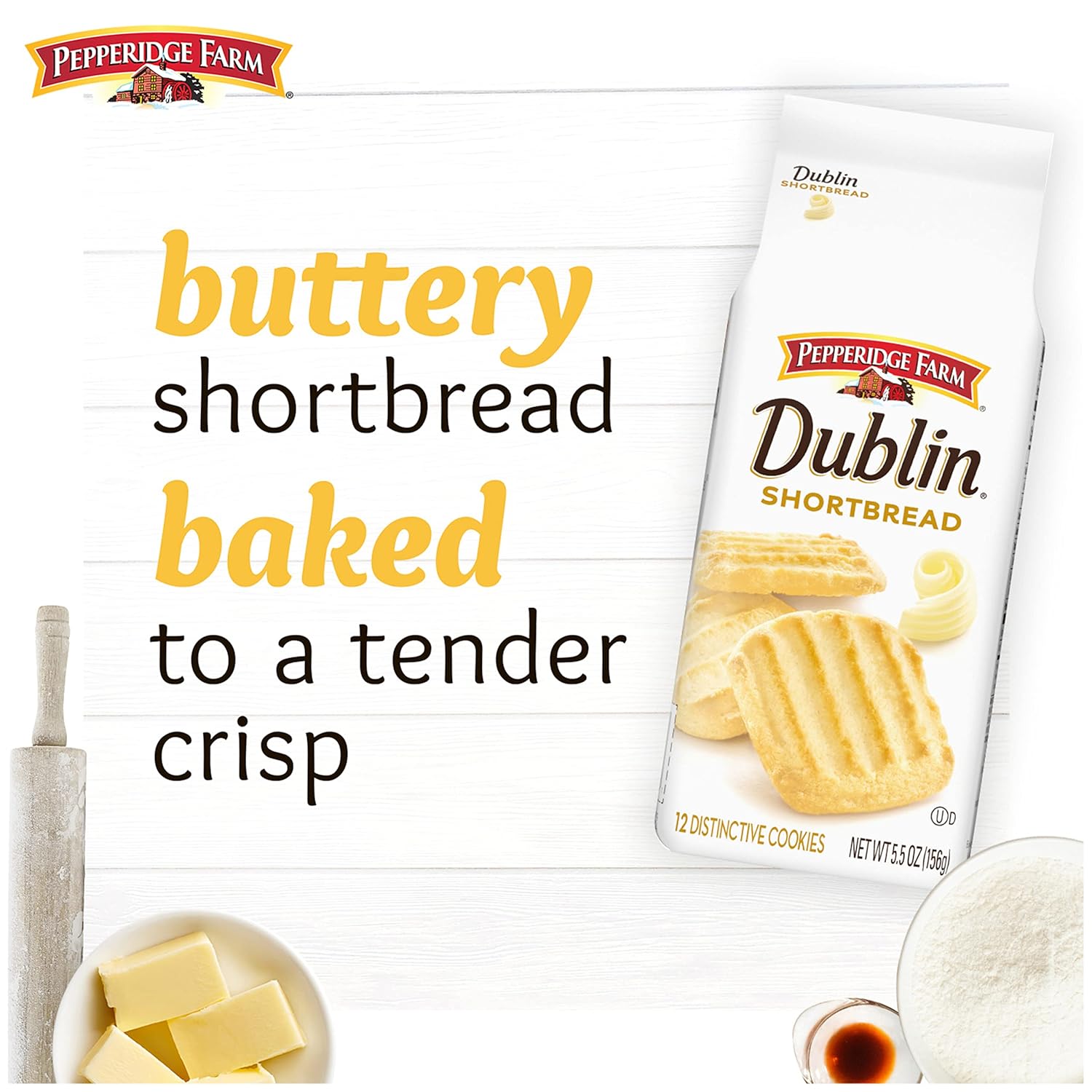 Pepperidge Farm Dublin Shortbread Cookies – Office Break Room Snack, Shareable Butter Cookies for Meetings and Conference Tables