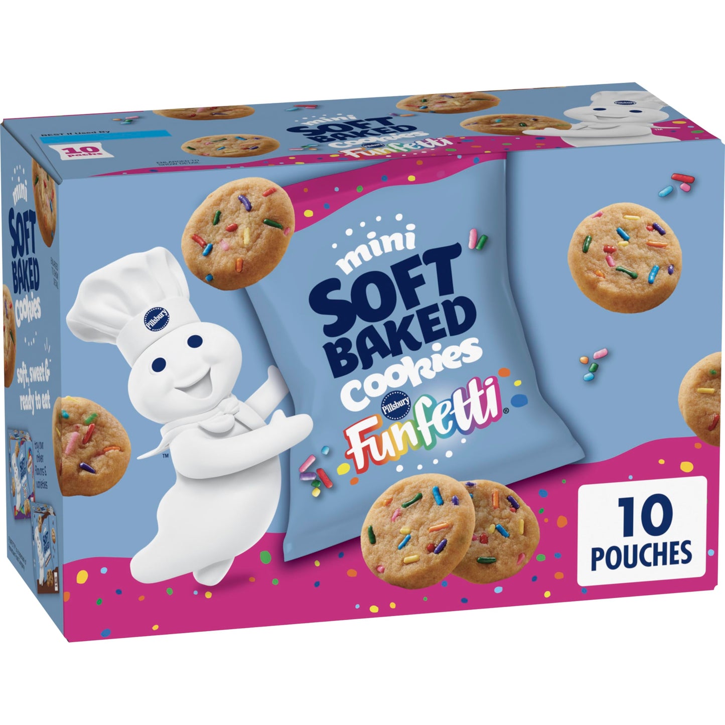 Pillsbury Mini Soft Baked Cookies – Mess-Free Mini Cookie Snack for Car Snacking, Road Trip Lunches & Tailgating, 10-Count Box