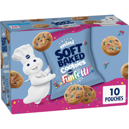 Pillsbury Mini Soft Baked Cookies – Mess-Free Mini Cookie Snack for Car Snacking, Road Trip Lunches & Tailgating, 10-Count Box