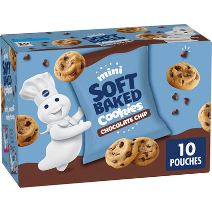 Pillsbury Mini Soft Baked Cookies – Mess-Free Mini Cookie Snack for Car Snacking, Road Trip Lunches & Tailgating, 10-Count Box