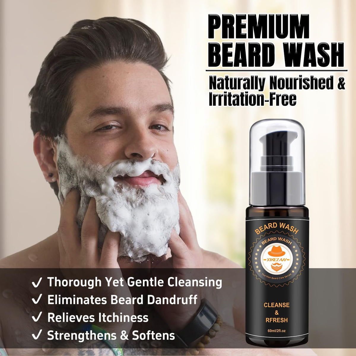 plant-based, premium formula targeting itch, dryness, beard dandruff, and coarse or tangled hair