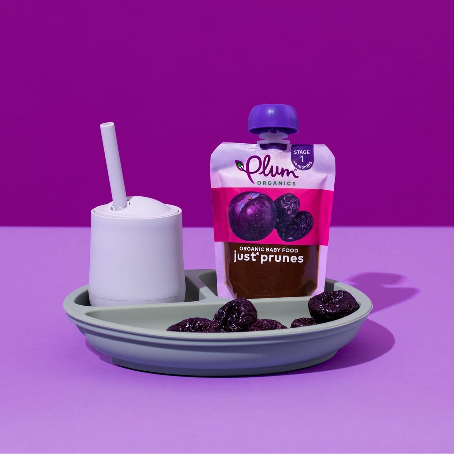 Plum Organics Just Prunes – Single-Ingredient Organic Baby Food Pouch, No Additives Stage 1, 4+ Months, 3.5 oz, 4-Pack