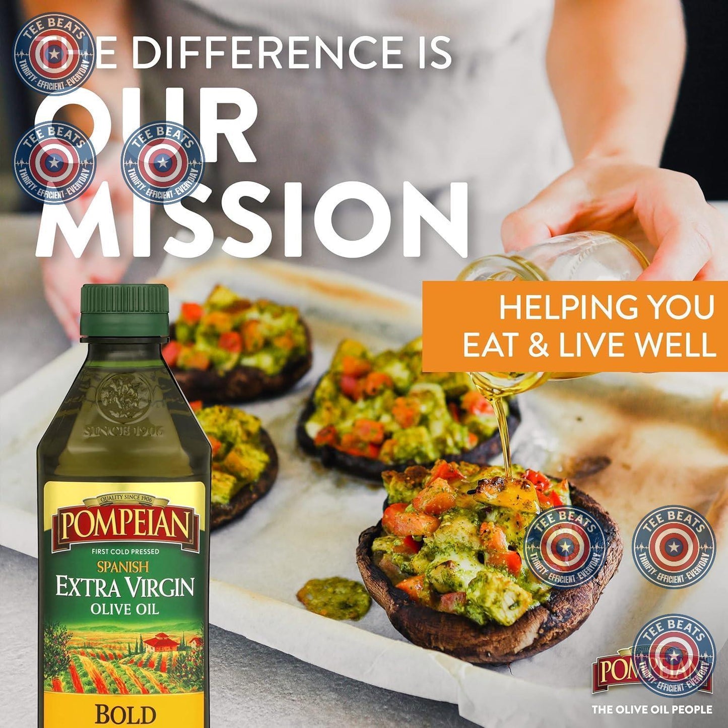 Pompeian Spanish Bold Extra Virgin Olive Oil – Mindful Wellness Elixir for Daily 1 oz Health Routine, First Cold Pressed