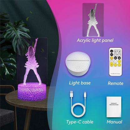 Pop Star Acrylic Night Light – Child Safe LED Lamp for Girls Bedroom, No Flame Cool Touch Base