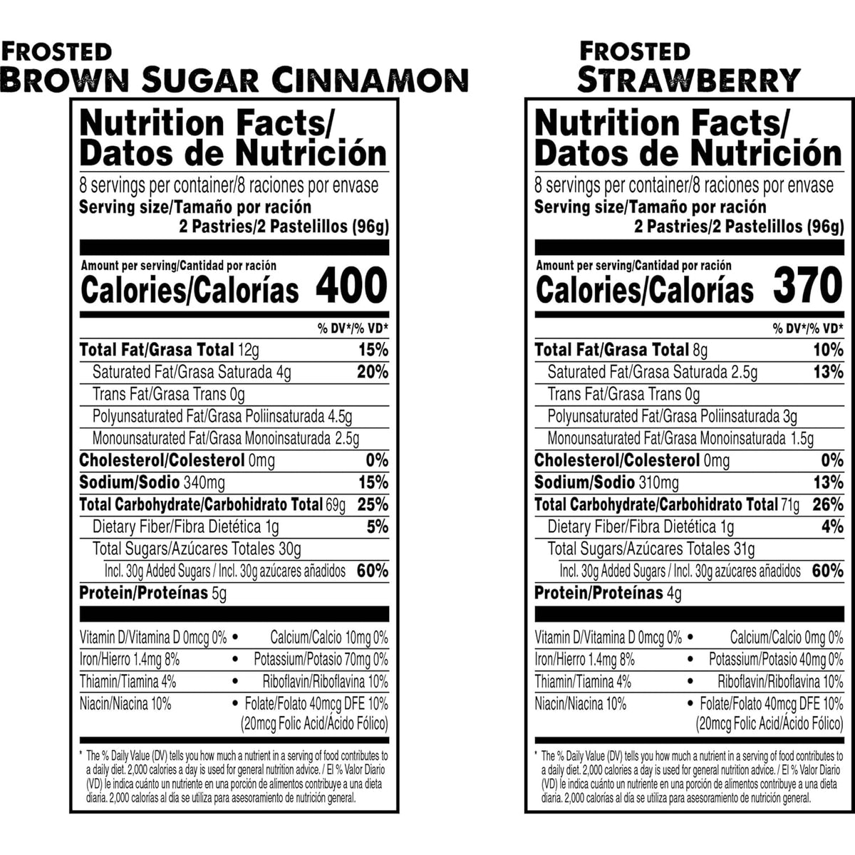 Pop-Tarts Frosted Strawberry and Brown Sugar Cinnamon Pastries, Kids Lunchbox Treats, 54.1oz Box