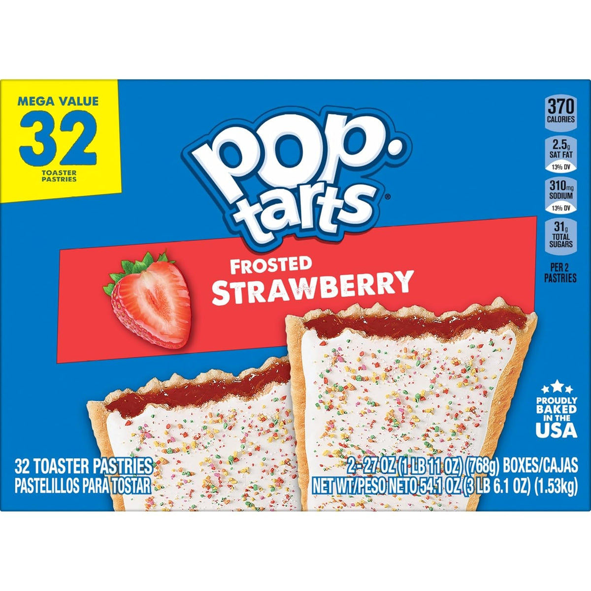 Pop-Tarts Toaster Pastries, Frosted Strawberry 32 Count – Grab-and-Go Breakfast Pastry for Back-to-School