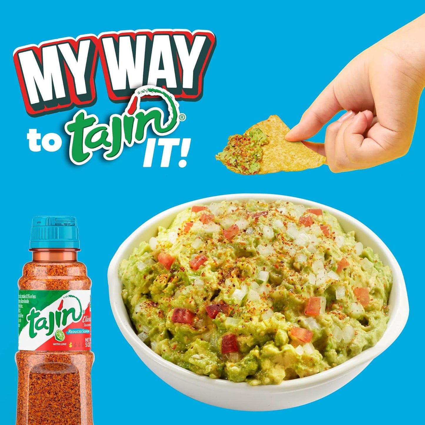 Portable Tajín Reduced Sodium Chili-Lime 5 oz Shaker for Camping Trips, Picnics, and Open-Air Cookouts