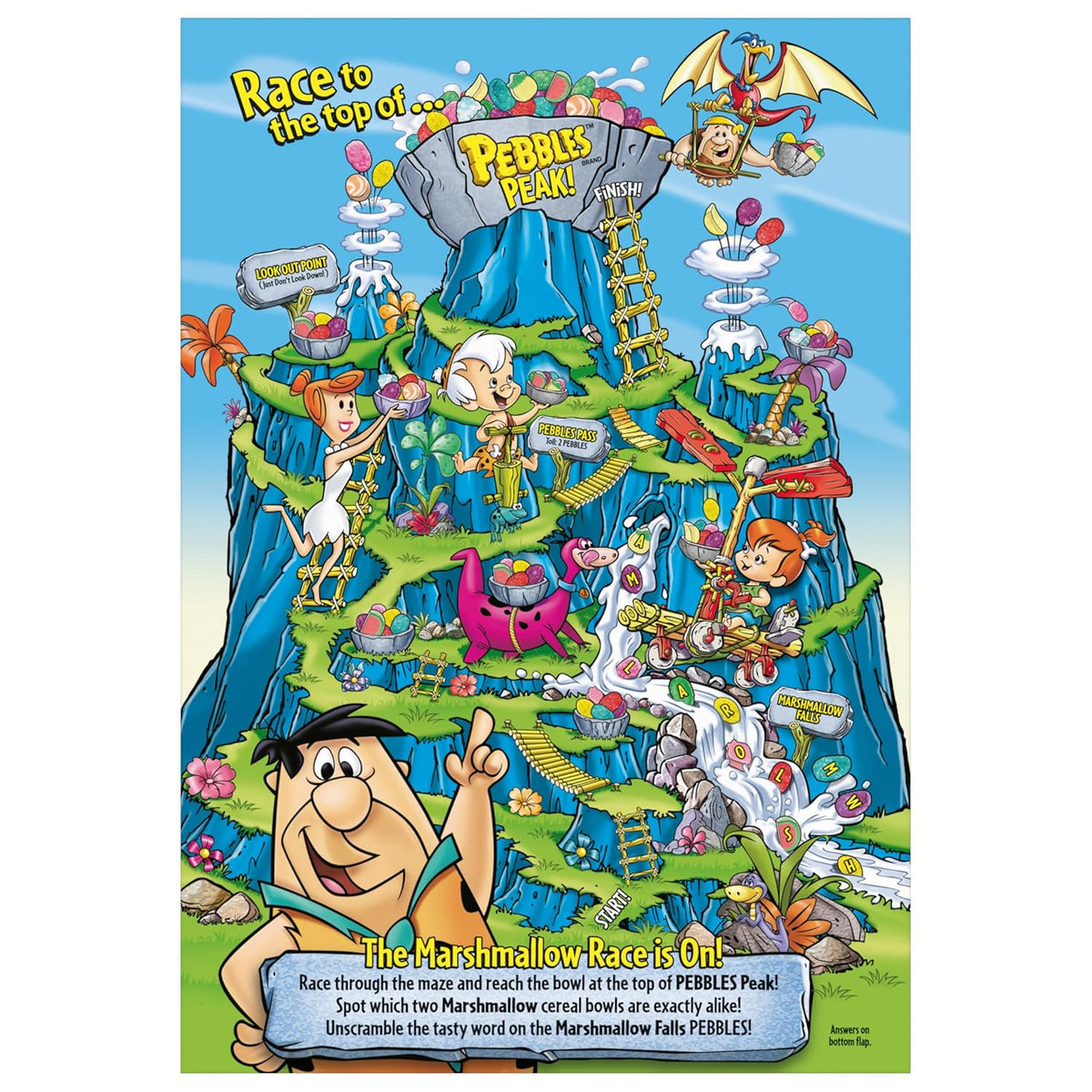 Post Fruity PEBBLES Marshmallow Cereal – Fruity Cereal for Kids Lunchbox and After-School Snack