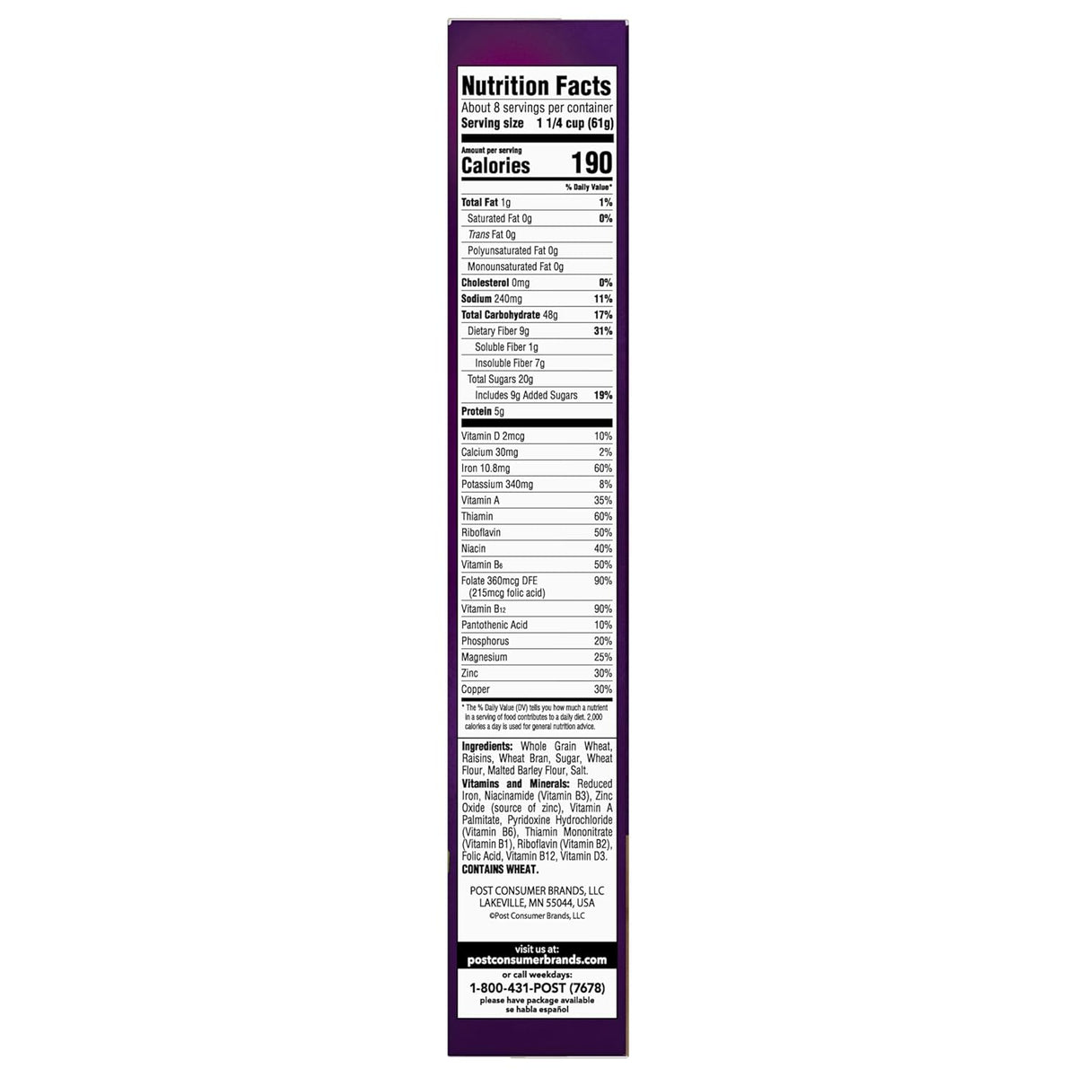 Post Raisin Bran Cereal – Kosher-Certified Whole Grain Breakfast You Can Trust for Your Family, 16.6 oz