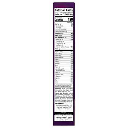 Post Raisin Bran Cereal – Kosher-Certified Whole Grain Breakfast You Can Trust for Your Family, 16.6 oz