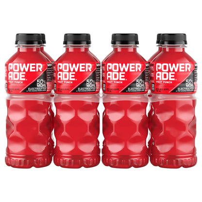 Powerade Fruit Punch Electrolyte Drink for Backyard Cookouts, Tailgates and Patio Days, 20oz Bottles 8 Pack