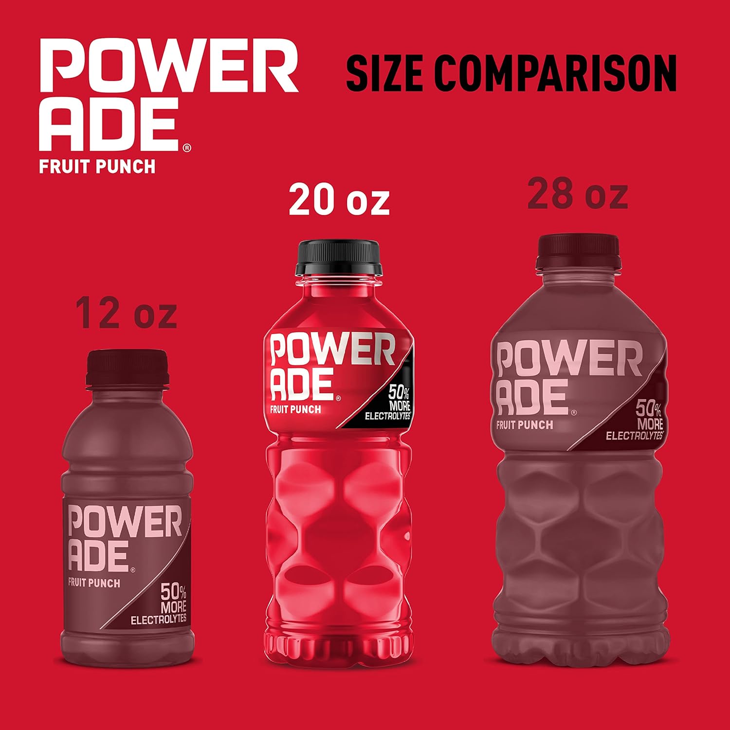 Powerade Fruit Punch Electrolyte Drink for Backyard Cookouts, Tailgates and Patio Days, 20oz Bottles 8 Pack