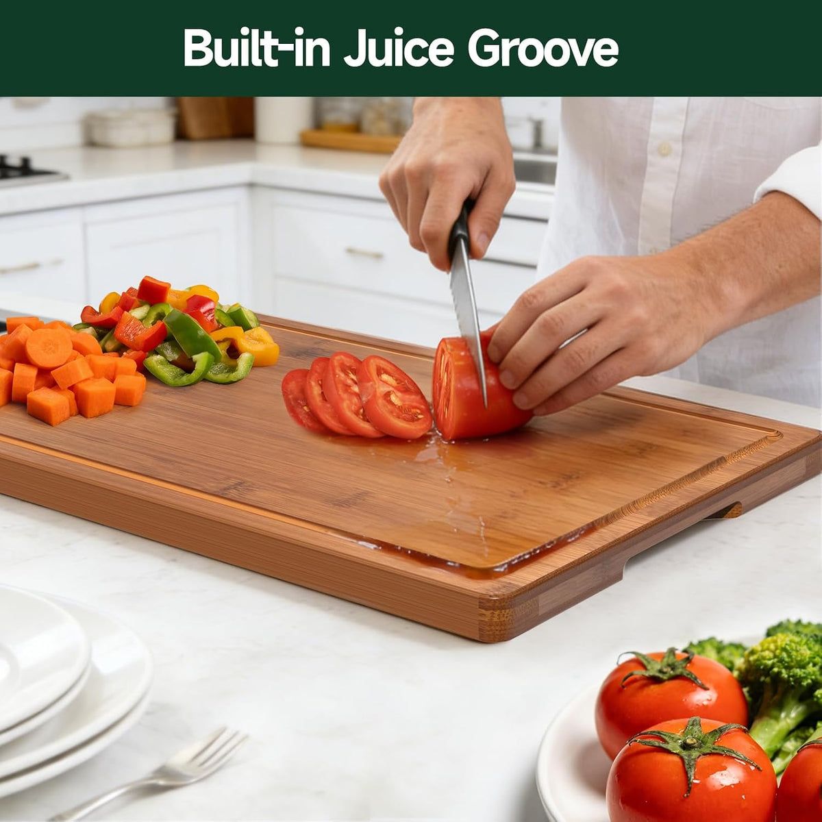 pre-oiled cutting surface that protects knife edges and resists splinters