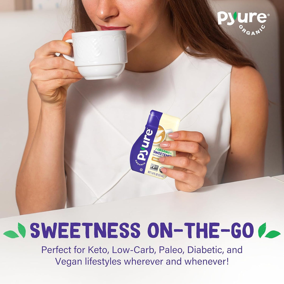 Pyure Vanilla Stevia Liquid Sweetener – Zero Calorie Sugar Substitute for Self-Care Tea and Smoothie Routines