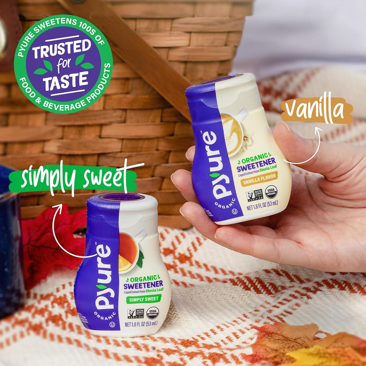 Pyure Vanilla Stevia Liquid Sweetener – Zero Calorie Sugar Substitute for Self-Care Tea and Smoothie Routines