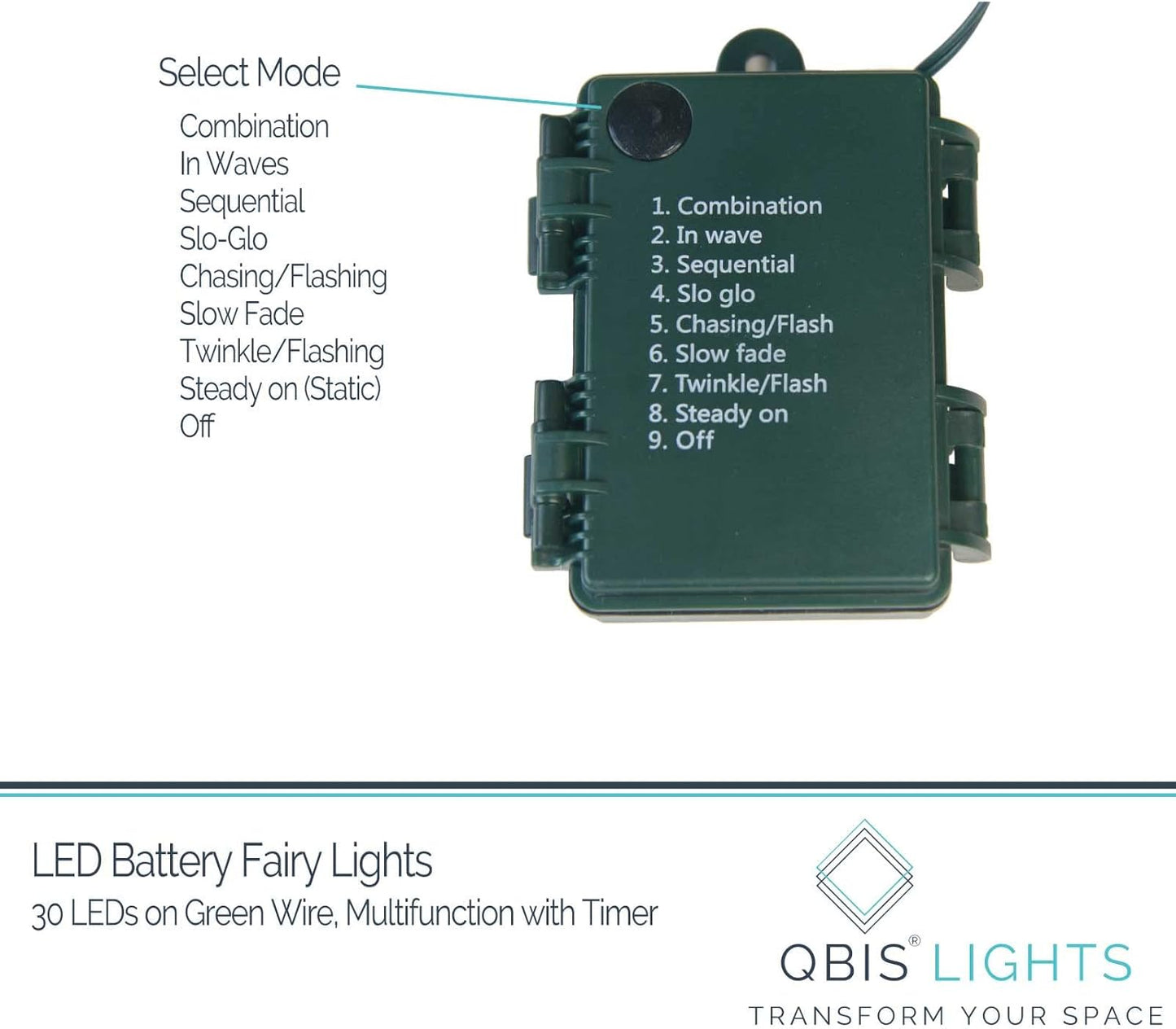 QBIS Battery Fairy Lights – Warm White Micro LEDs for Living Room Mantel and Cozy Bedroom Ambiance