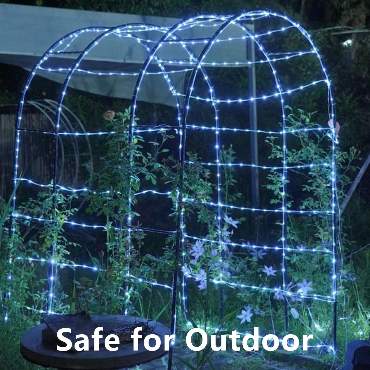 QITONG Solar Rope Lights – 66ft IP44 Waterproof Outdoor Patio and Garden String Lights, 8 Modes