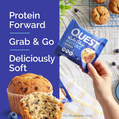 Quest Bake Shop Blueberry Muffins – Portable Protein Snack for Camping, Hiking, and Trail Days, 4 Count