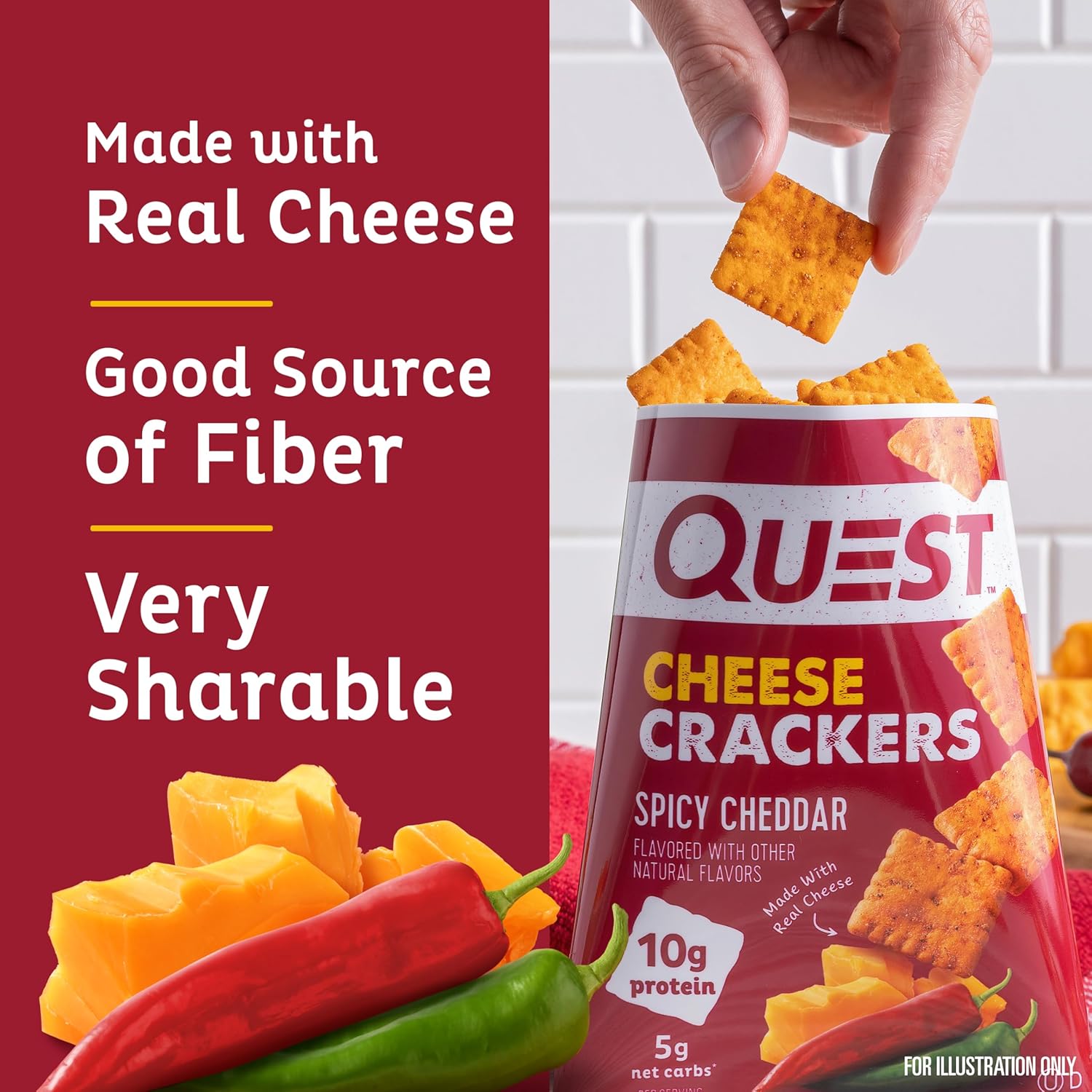 Quest Nutrition Cheese Crackers – Road Trip Fuel for Keto Travelers, 10g Protein 4-Count