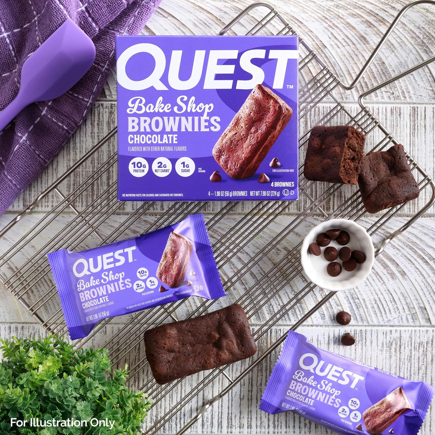 Quest Nutrition Chocolate Brownie – Macro-Tracking Snack for Strength Training Recovery, 4 Count