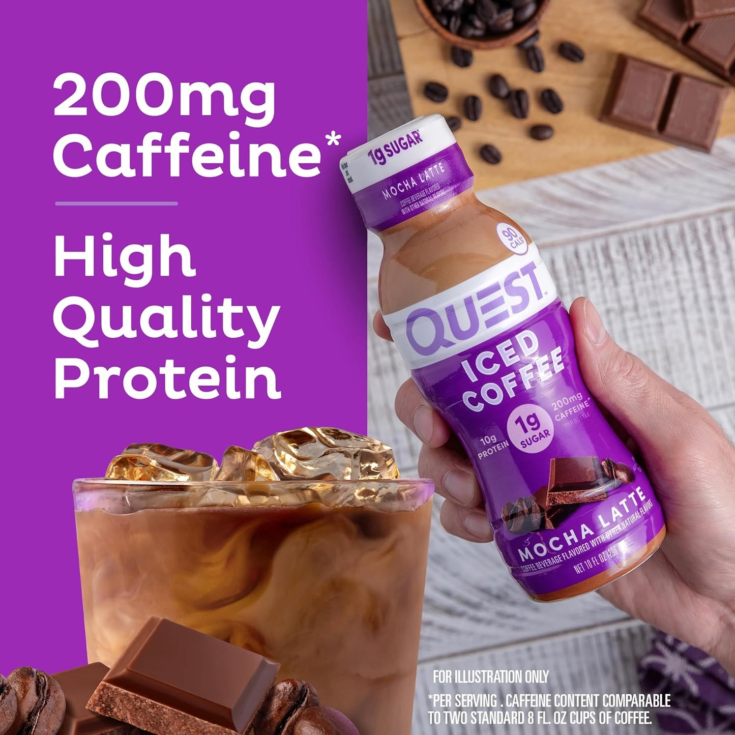 Quest Nutrition Iced Coffee Mocha Latte 4-Pack Gift for Coffee Lovers, Low-Sugar Protein Shake Holiday Present
