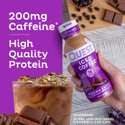 Quest Nutrition Iced Coffee Mocha Latte 4-Pack Gift for Coffee Lovers, Low-Sugar Protein Shake Holiday Present