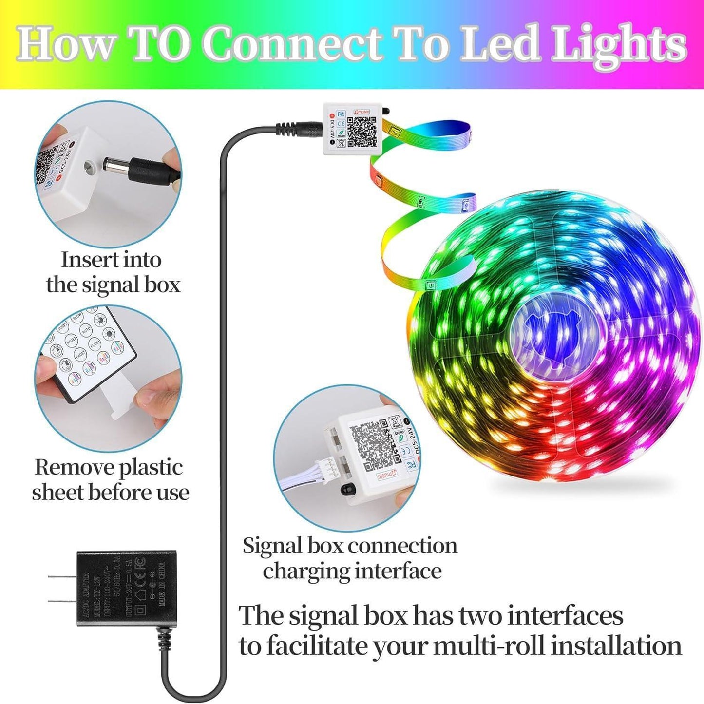 QZYL LED Strip Lights for Kids Room, Cool-to-Touch RGB Lighting with App and Remote Control