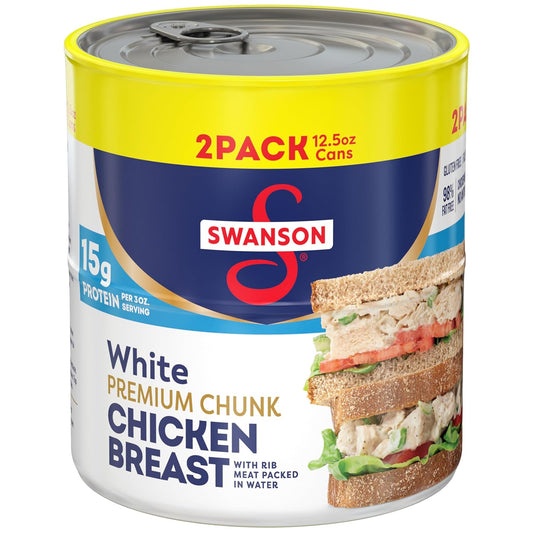 ready-to-eat, fully cooked white chicken chunks packed in water
