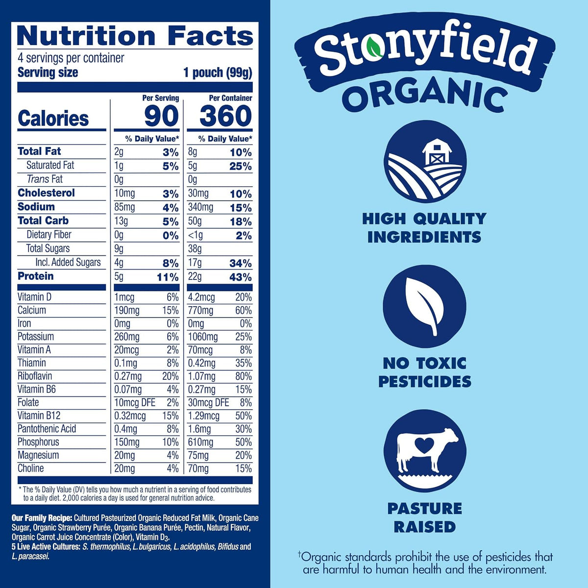 real organic strawberry juice concentrate and organic banana purée (no artificial flavors)