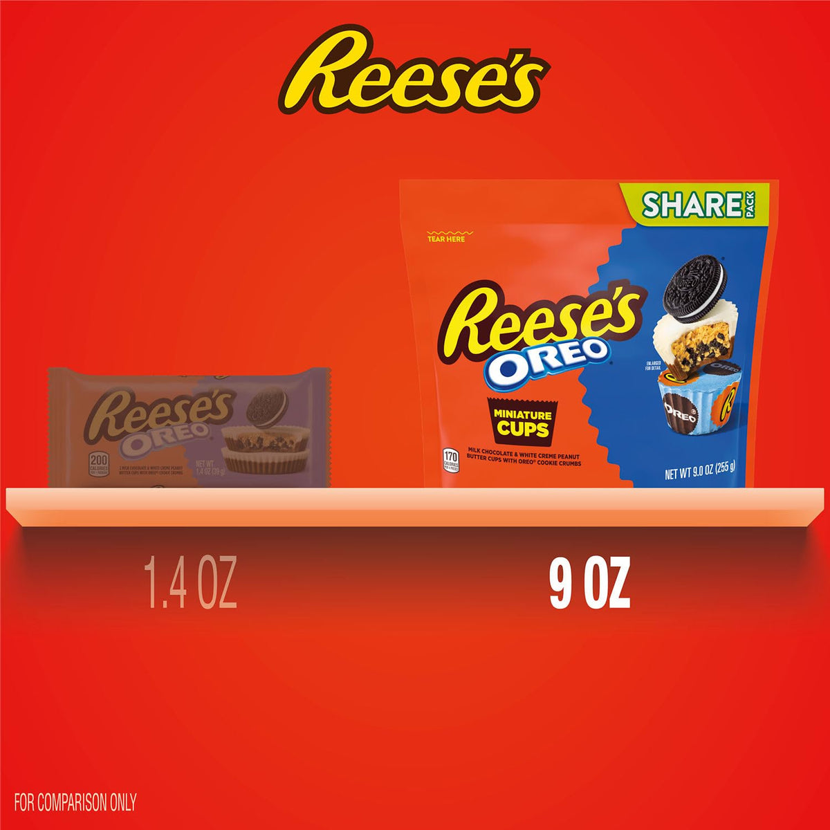REESE'S OREO Mini Peanut Butter Cups – Valentine's Day Candy Gift for Her and Him, 9 oz Stand-Up Bag