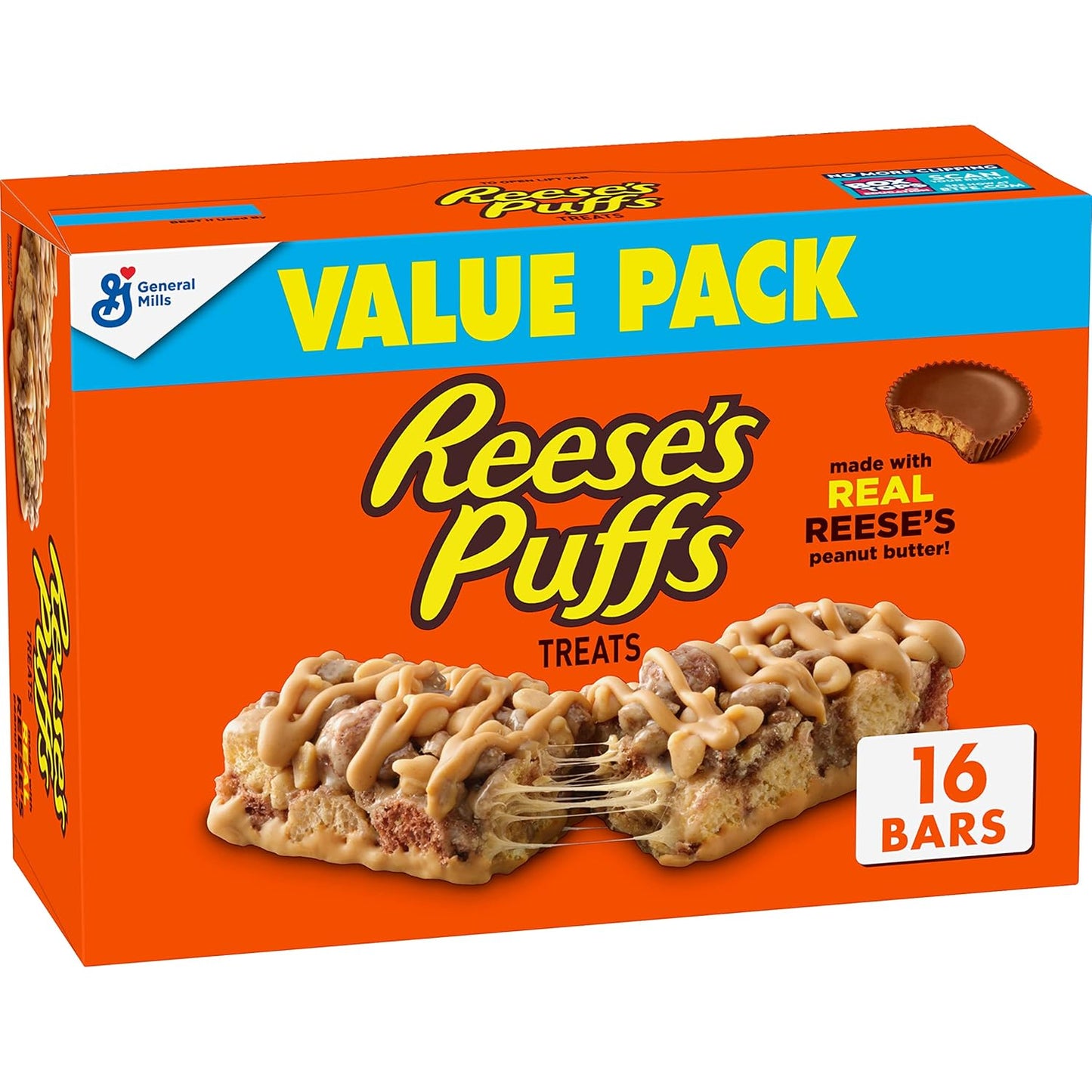 Reese's Puffs Breakfast Bars – Kid-Friendly After-School Snack for Active Families, Peanut Butter & Cocoa 16 ct