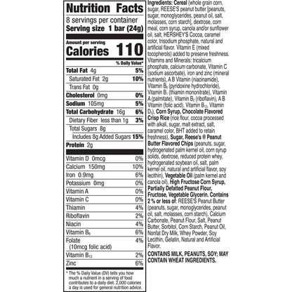 Reese's Puffs Chewy Cereal Bars – Lunchbox Ready Snack for Picky Kids, 6.8 oz Box