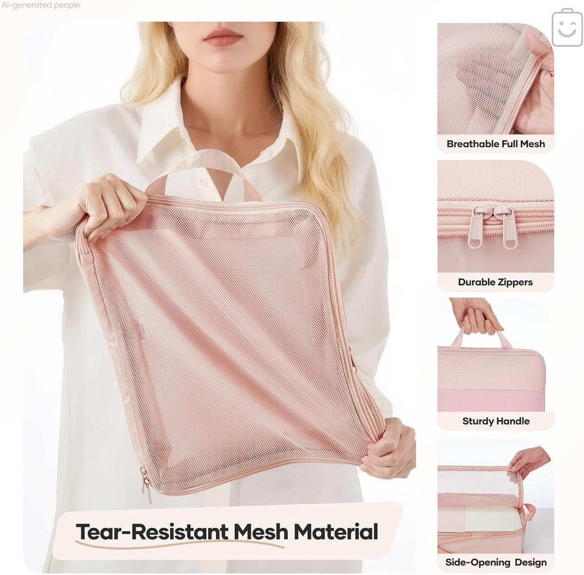 reinforced stitching and tear-resistant polyester with dual zippers and side openings