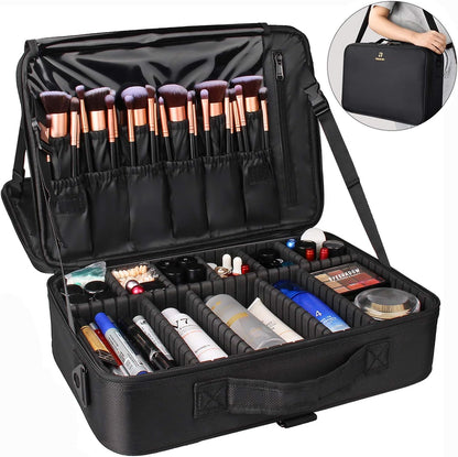 Relavel Professional Makeup Bag – Wedding Venue On-Location Carrier, Expandable 16.5-Inch Cosmetic Organizer
