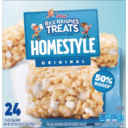 Rice Krispies Treats Homestyle Marshmallow Snack Bars Travel Treats for Camping and Day Trips, No Refrigeration Needed