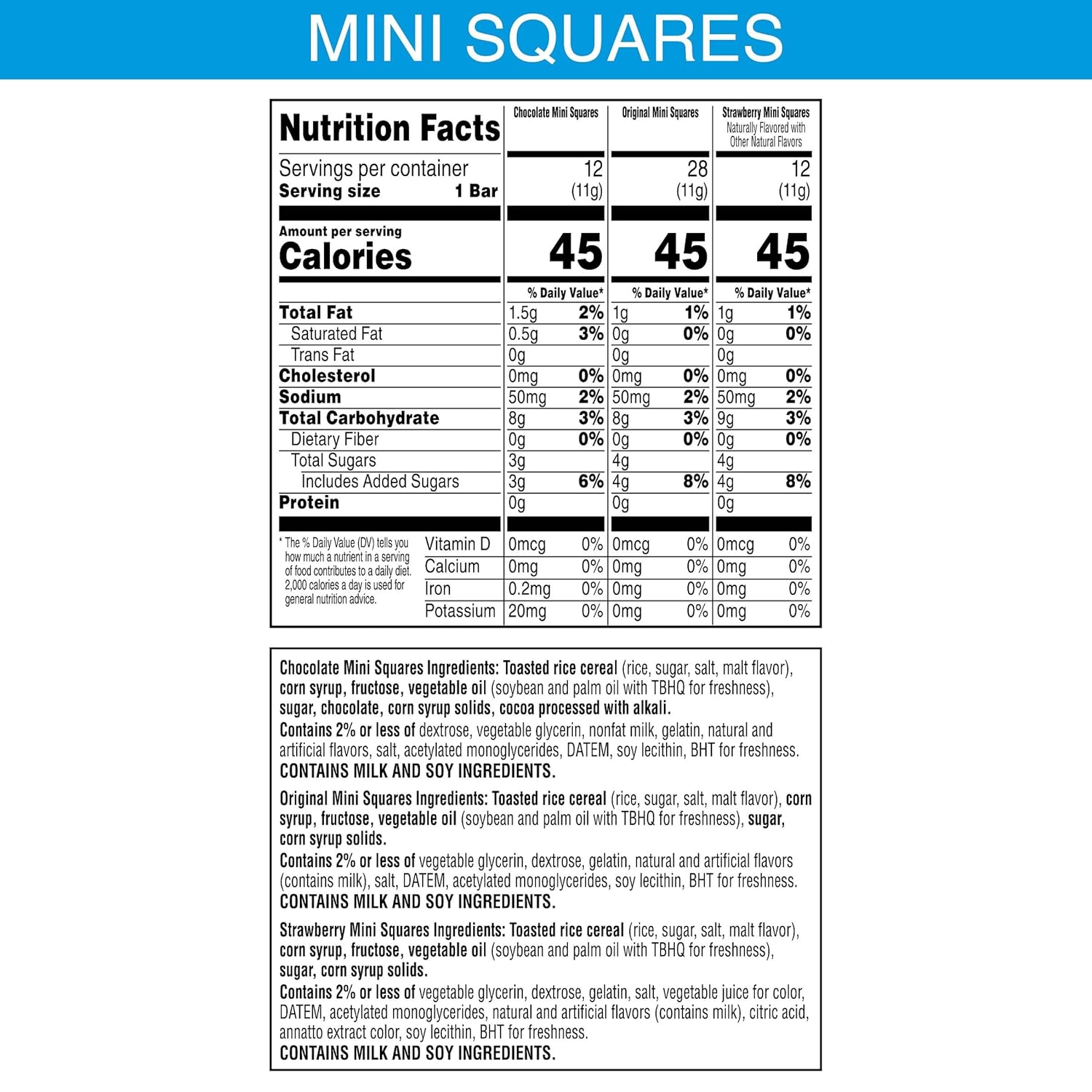 Rice Krispies Treats Mini Marshmallow Squares – Portable Snack for Picnics and Road Trips, 52 Individually Wrapped Bars