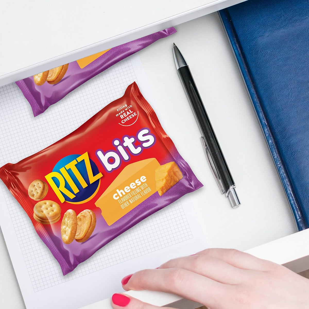 RITZ Bits Cheese Sandwich Crackers – Fun Stocking Stuffer Snack Box for Kids, Teens and College Care Packages