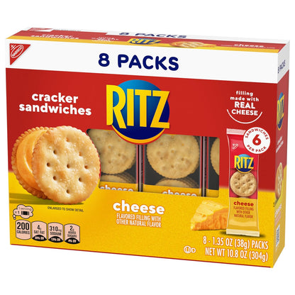 RITZ Cheese Sandwich Crackers – Road Trip Snack Pack for Cars and Travel, Bulk 48 Individually Wrapped Boxes