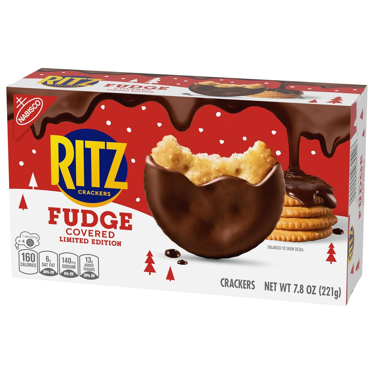 RITZ Fudge Covered Holiday Crackers – Sweet Stocking Stuffer Gift for Her and Him, Limited Edition Party Snack