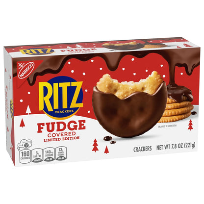 RITZ Fudge Covered Holiday Crackers – Sweet Stocking Stuffer Gift for Her and Him, Limited Edition Party Snack