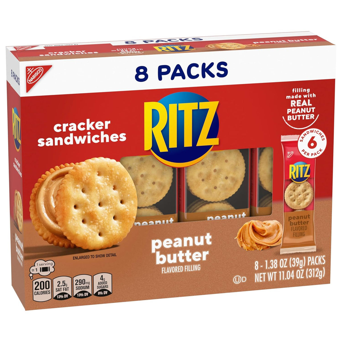RITZ PB and Cheese Sandwich Cracker Snack Packs – Kid-Friendly Backpack Stuffer for School and Playdates