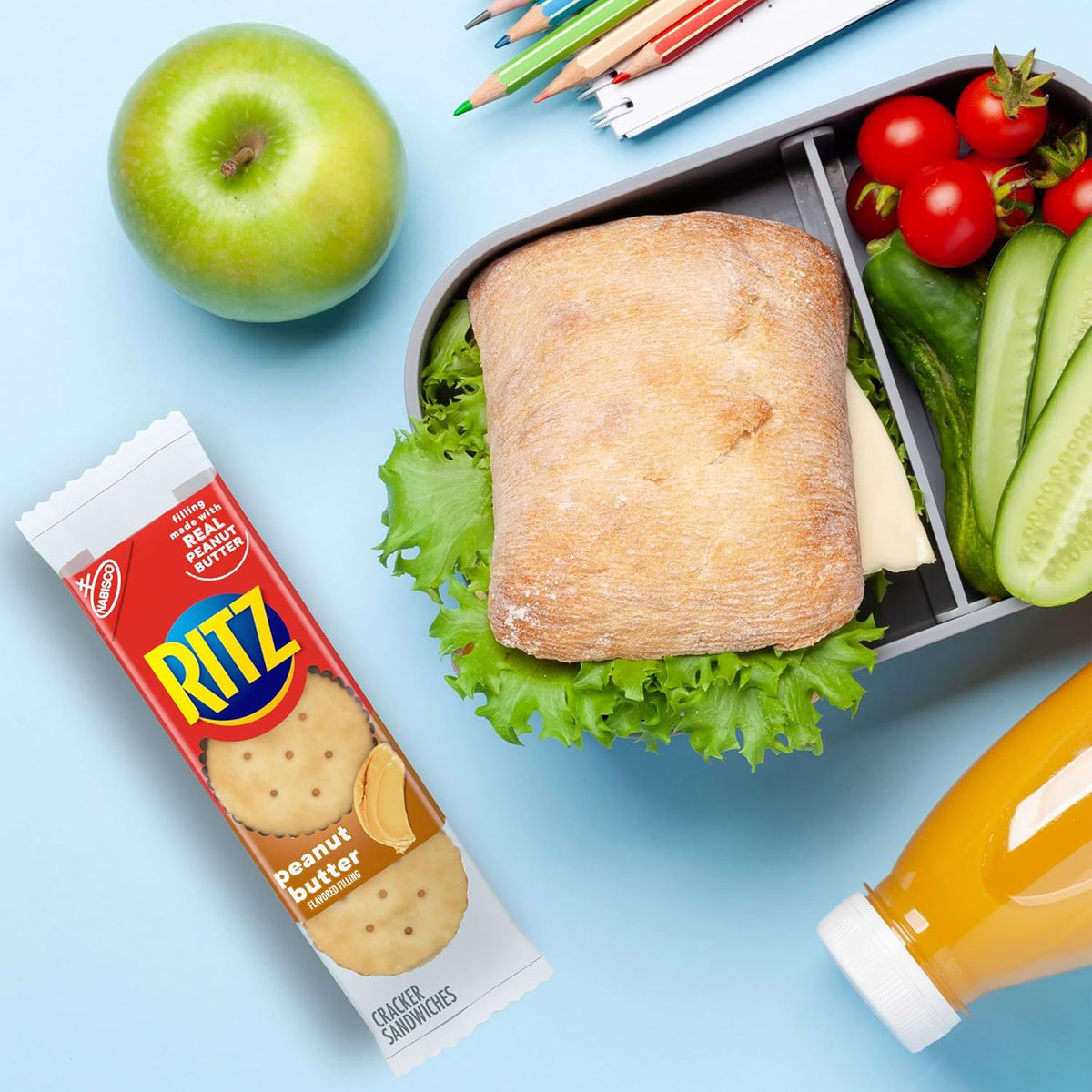 RITZ Peanut Butter Sandwich Crackers – Individually Wrapped Kids Snacks for Lunchboxes and Playdates