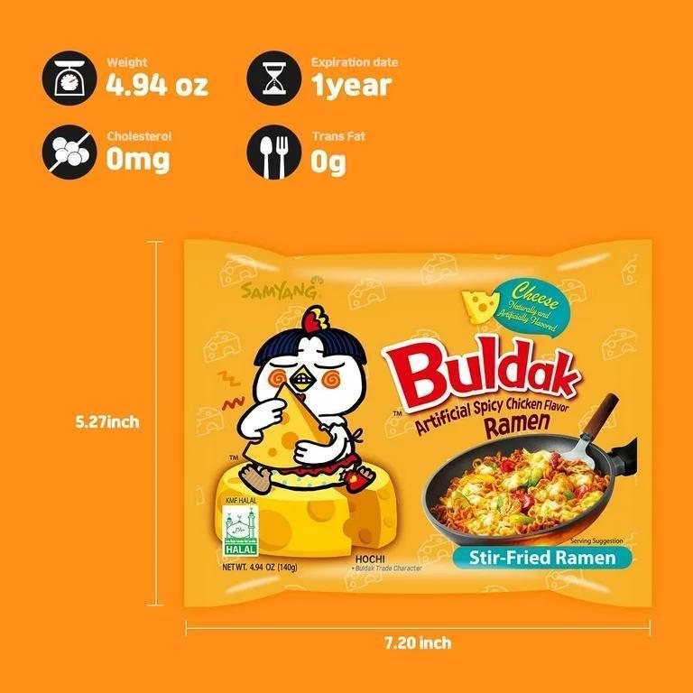 Samyang Buldak Hot Chicken Ramen – Late Night Study Fuel for College Students on Deadline, Fast Cook Halal Korean Noodle 5 Pack