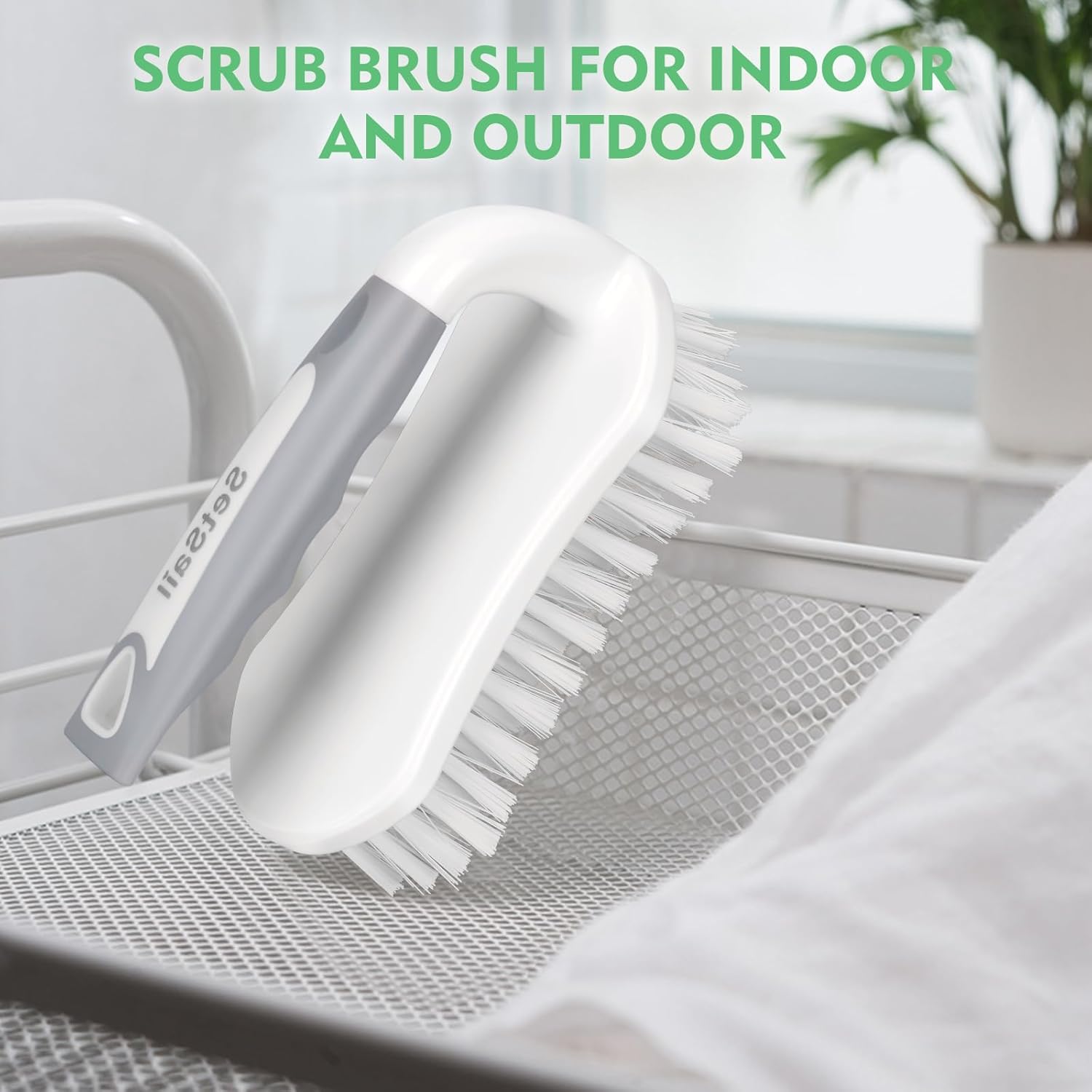 SetSail Scrub Brush – Neutral Bathroom Aesthetic Heavy-Duty Brush for Tile and Shower