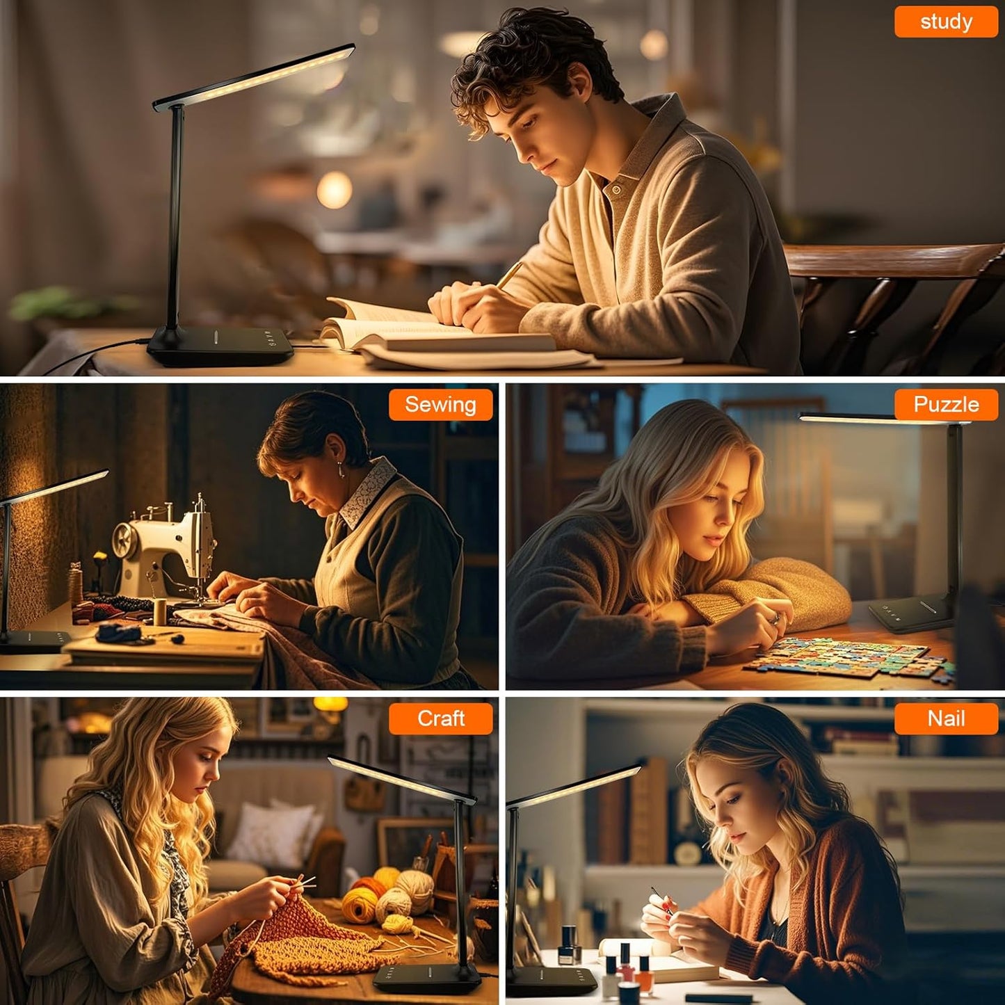 shinelife LED Desk Lamp – Home Office Task Light with USB Port for Remote Workers, Adjustable 5-Mode Study Light