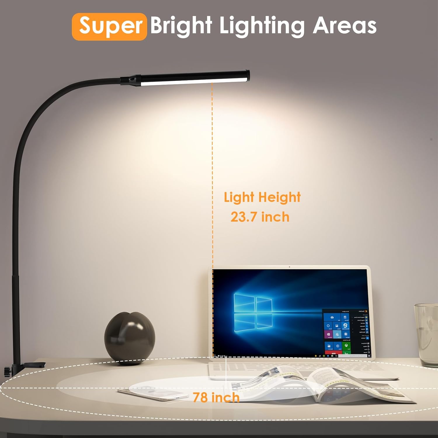 ShineTech LED Desk Lamp with Clamp – Home Office Task Light for Computer Work and Video Calls, 3 Color Temperatures, USB Powered