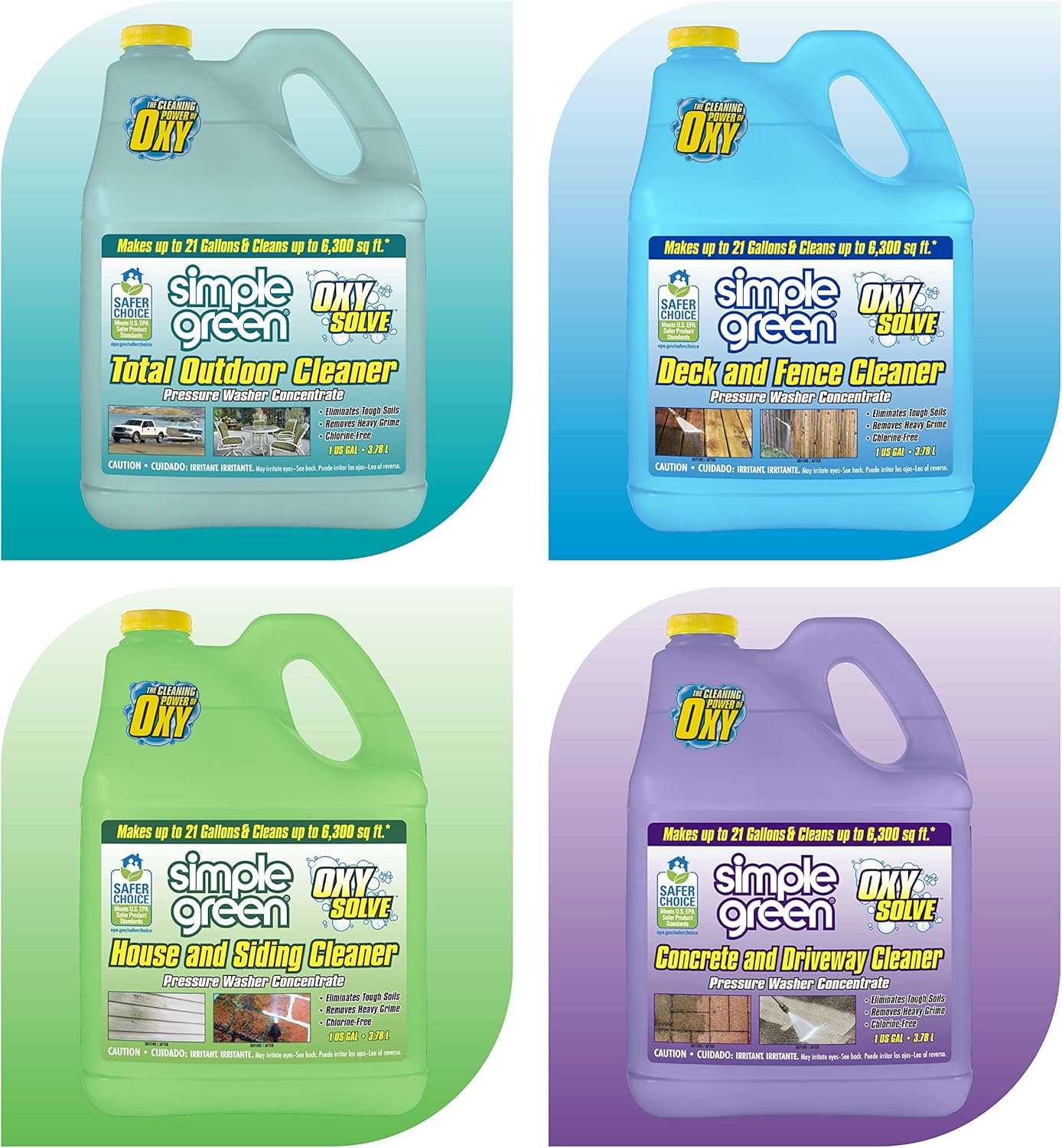 Simple Green Oxy Solve Outdoor Pressure Washer Cleaner – 1 Gal Concentrate for Patios, Decks, and Driveways