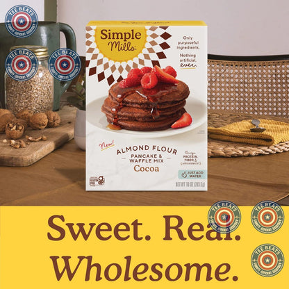 Simple Mills Cocoa Pancake Mix – 90-Second Just-Add-Water Breakfast for Busy Morning Routines, 10 oz Box