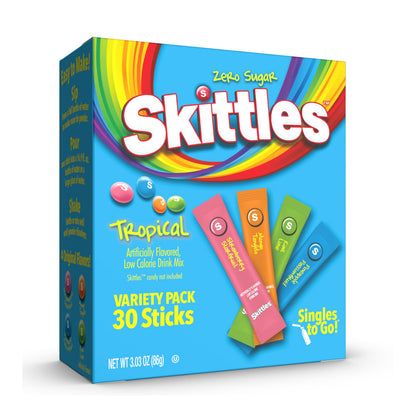 SINGLES TO GO! Skittles Variety Pack of Water Enhancers – 60 Sticks for Breakroom Stocking and Shared Team Hydration