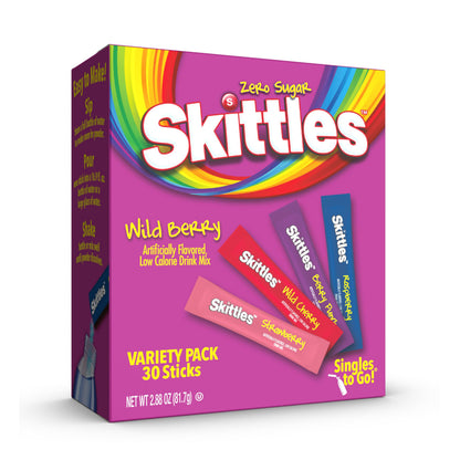 SINGLES TO GO! Skittles Variety Pack of Water Enhancers – 60 Sticks for Breakroom Stocking and Shared Team Hydration